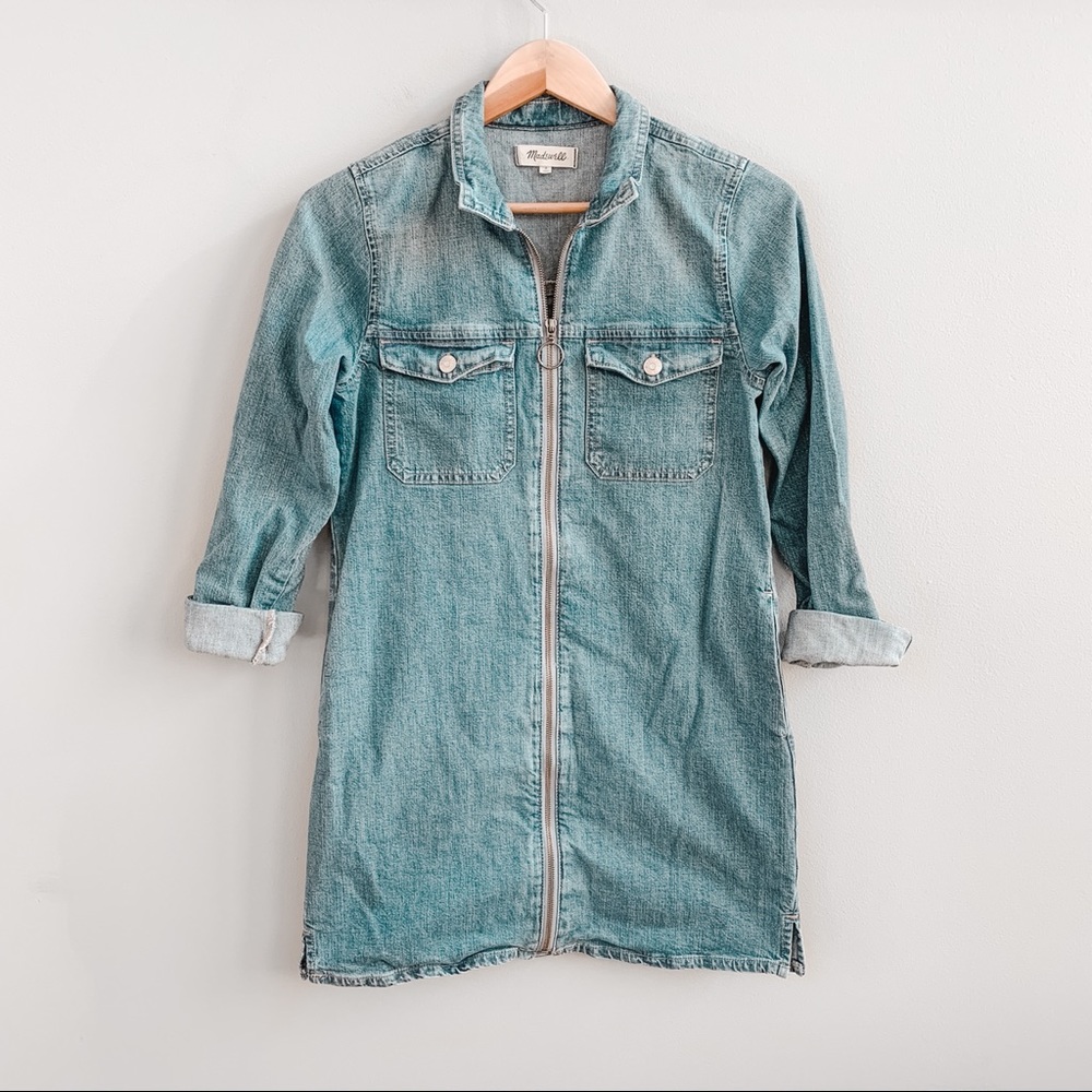 Madewell Denim Zip- Front Shirt Dress